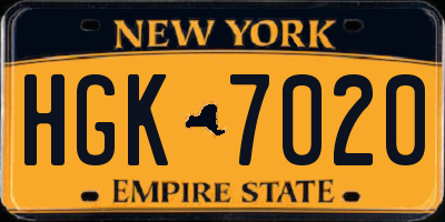 NY license plate HGK7020