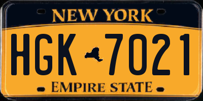 NY license plate HGK7021