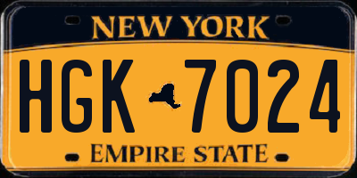 NY license plate HGK7024
