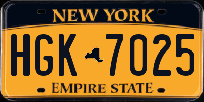 NY license plate HGK7025