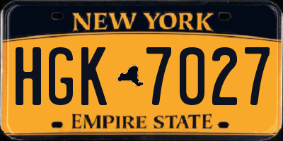 NY license plate HGK7027