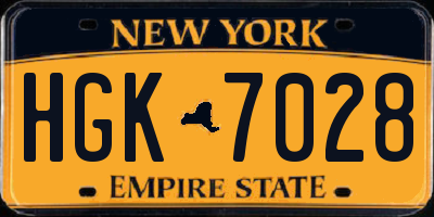 NY license plate HGK7028