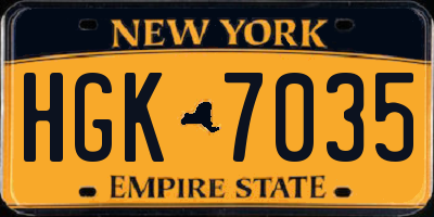 NY license plate HGK7035