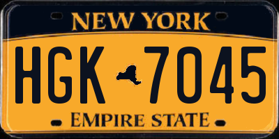 NY license plate HGK7045