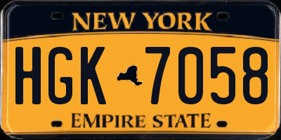 NY license plate HGK7058