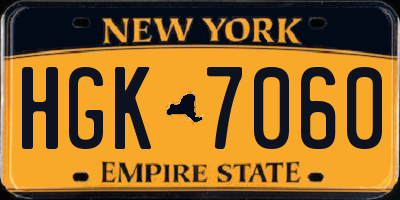 NY license plate HGK7060