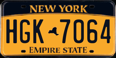 NY license plate HGK7064