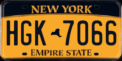 NY license plate HGK7066