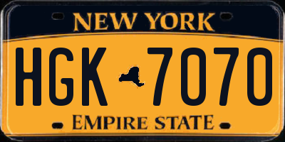 NY license plate HGK7070