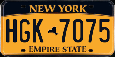 NY license plate HGK7075