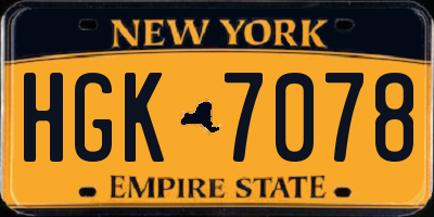 NY license plate HGK7078