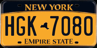 NY license plate HGK7080