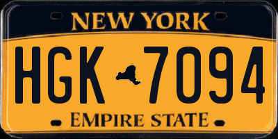 NY license plate HGK7094