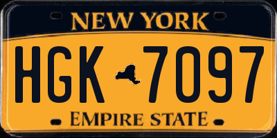 NY license plate HGK7097