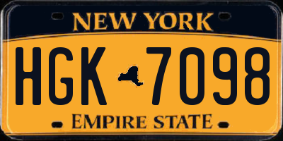 NY license plate HGK7098