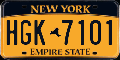 NY license plate HGK7101