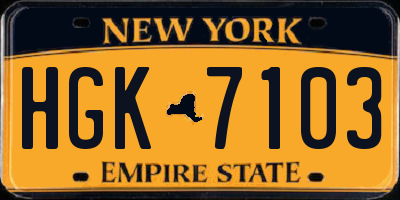 NY license plate HGK7103