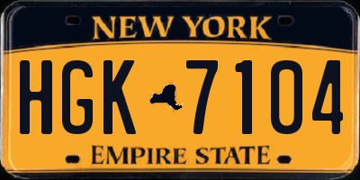 NY license plate HGK7104