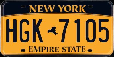 NY license plate HGK7105