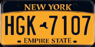 NY license plate HGK7107