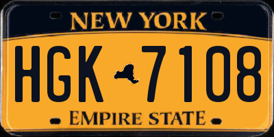 NY license plate HGK7108