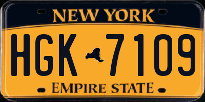 NY license plate HGK7109