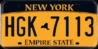 NY license plate HGK7113