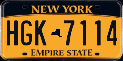 NY license plate HGK7114