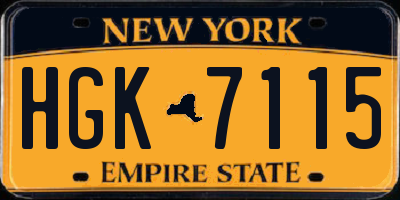 NY license plate HGK7115