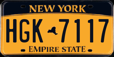 NY license plate HGK7117