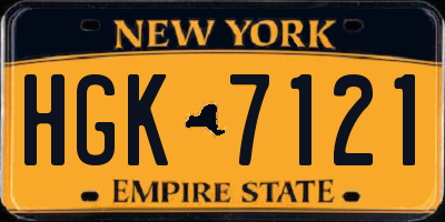 NY license plate HGK7121