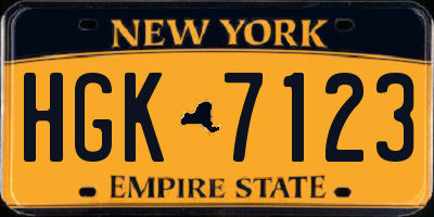 NY license plate HGK7123