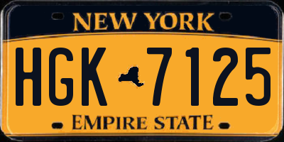 NY license plate HGK7125