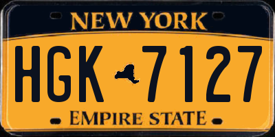 NY license plate HGK7127