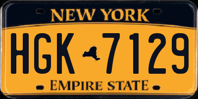 NY license plate HGK7129