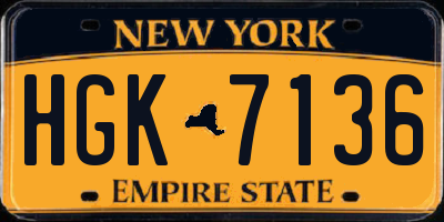 NY license plate HGK7136