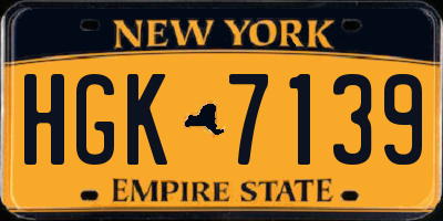 NY license plate HGK7139