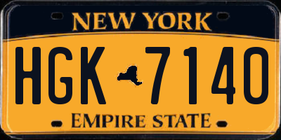 NY license plate HGK7140