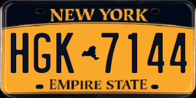 NY license plate HGK7144