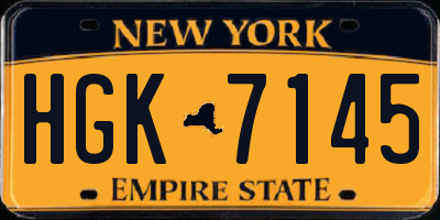 NY license plate HGK7145