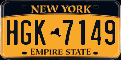 NY license plate HGK7149
