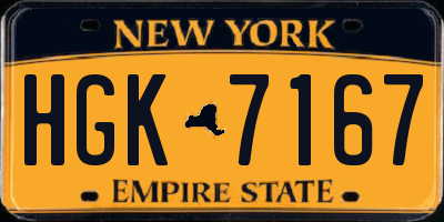 NY license plate HGK7167