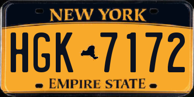 NY license plate HGK7172