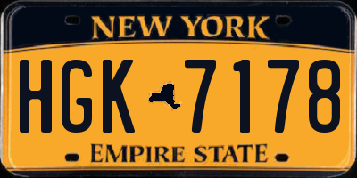 NY license plate HGK7178