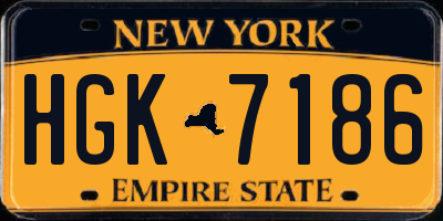 NY license plate HGK7186