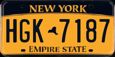 NY license plate HGK7187