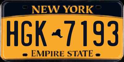 NY license plate HGK7193