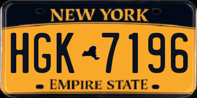 NY license plate HGK7196