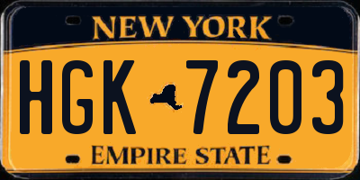 NY license plate HGK7203