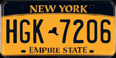 NY license plate HGK7206